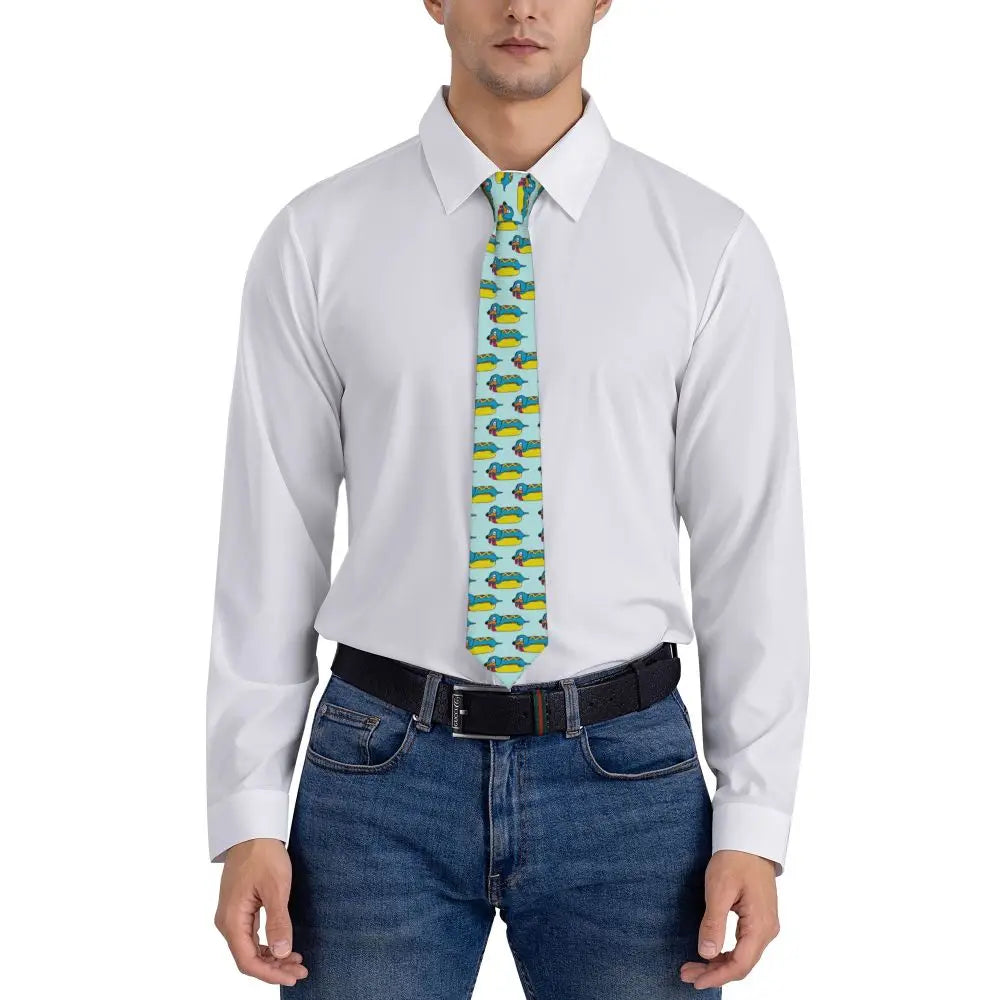 Dachshund Print Men’s Tie – Sausage Dog Novelty Necktie Gift
