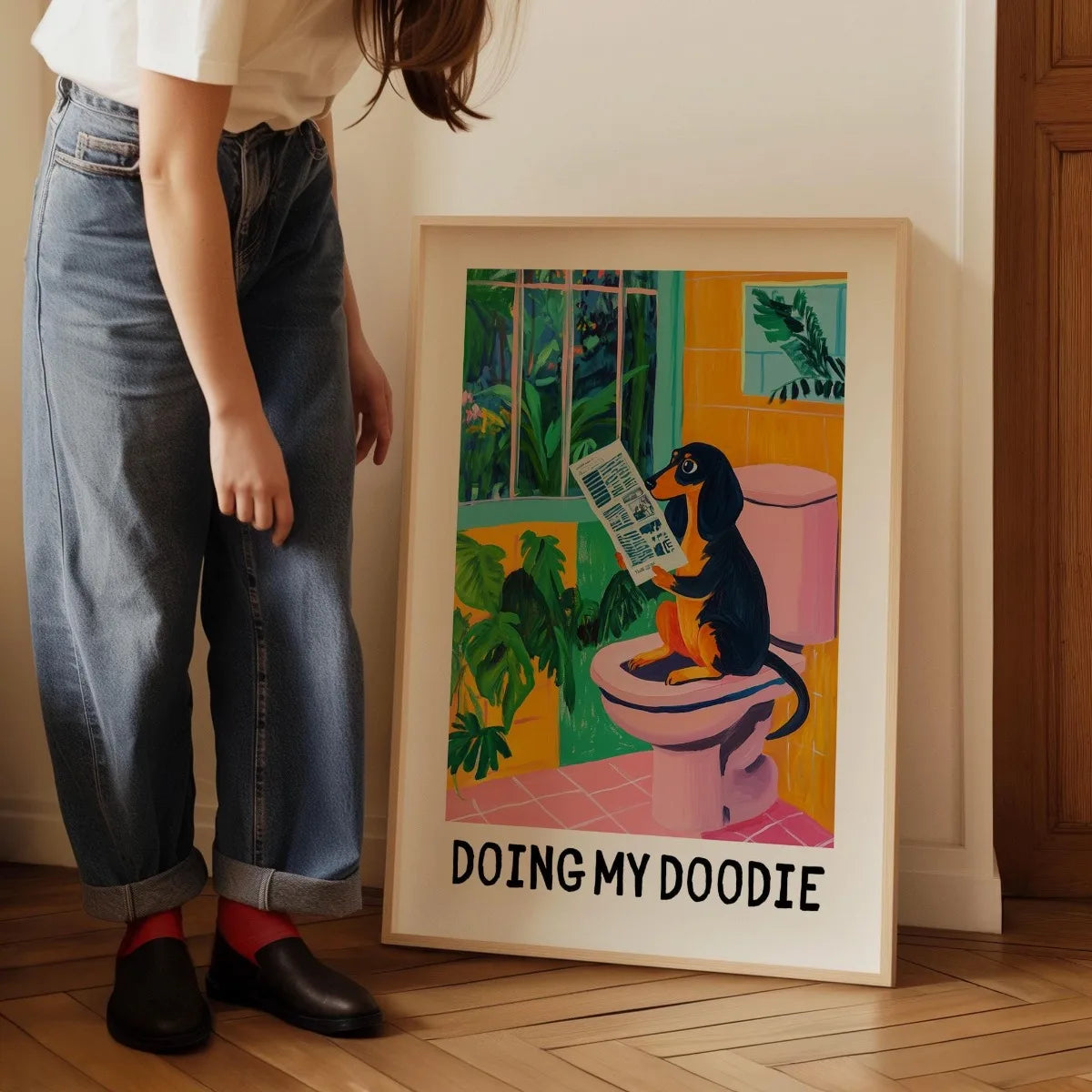 Vintage Dachshund Animal Abstract Canvas Prints Poster Retro Funny Art Prints Bathroom Toilet Wall Art Home Decor Art Poster