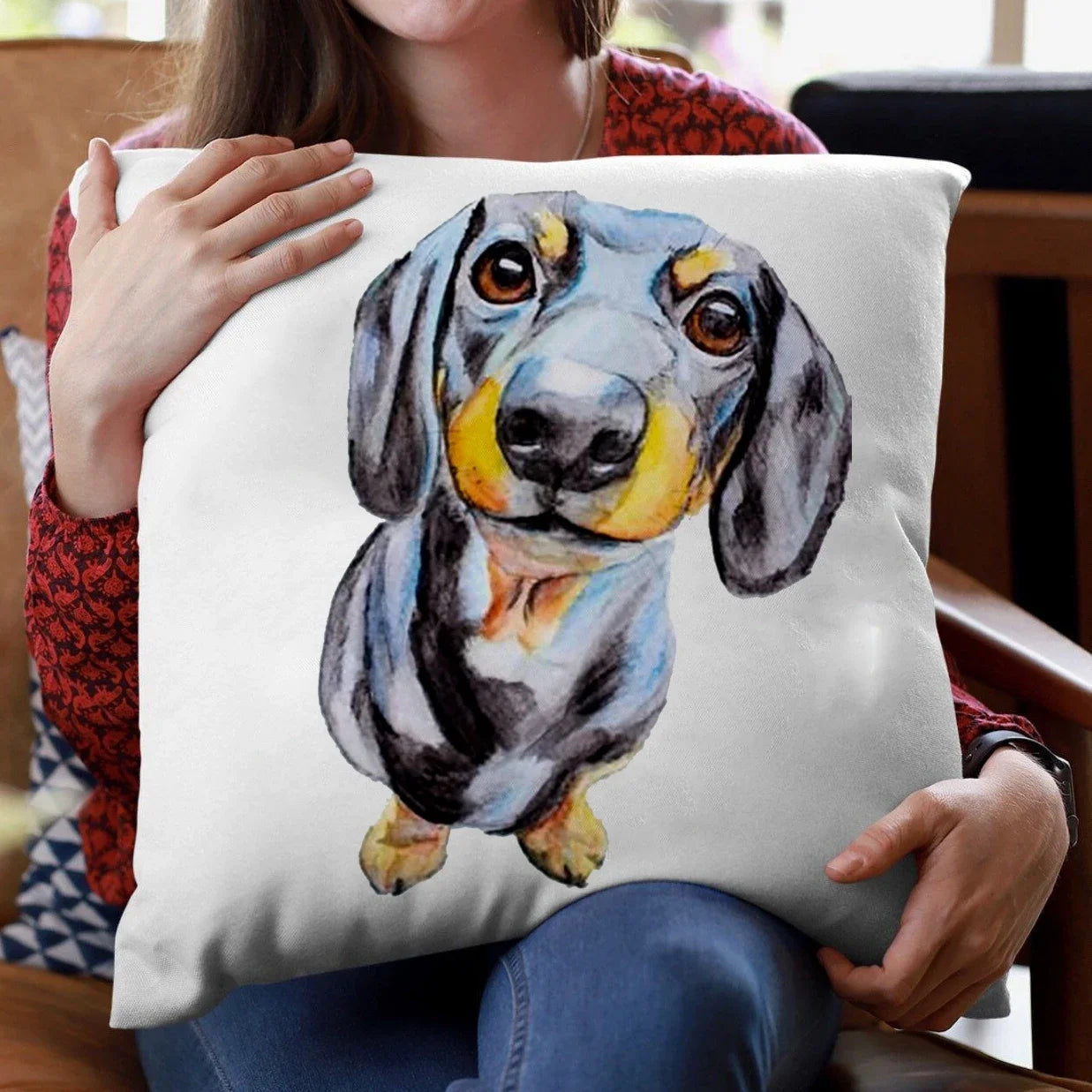 Dachshund Cushion Cover – Cute Sausage Dog Print Pillow Cover for Sofa & Bedroom