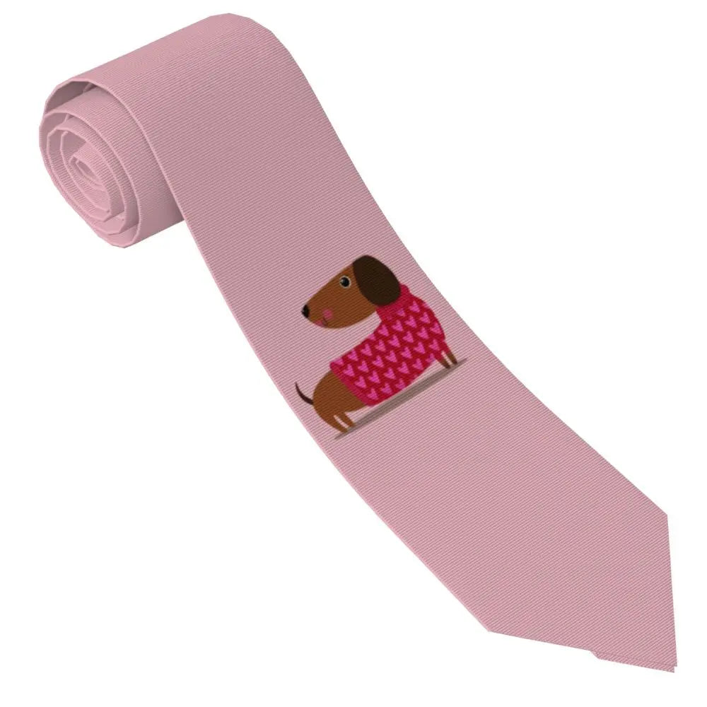 Dachshund Print Men’s Tie – Sausage Dog Novelty Necktie Gift