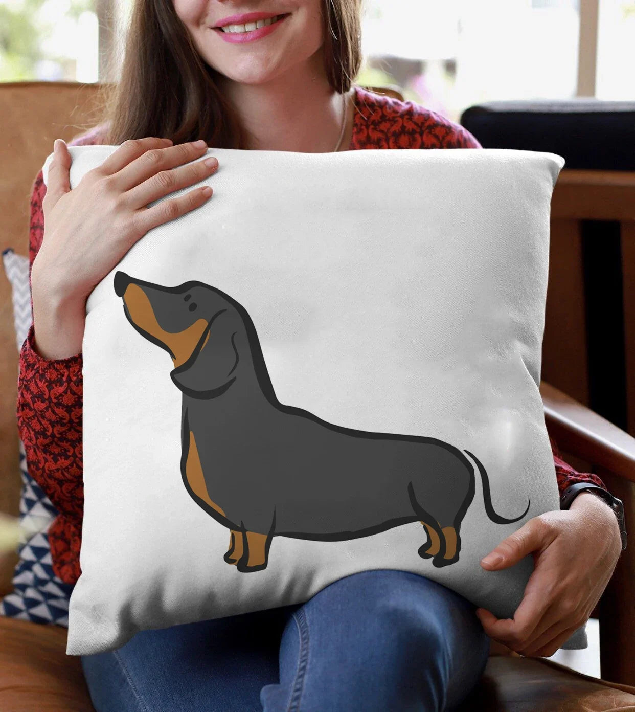 Dachshund Cushion Cover – Cute Sausage Dog Print Pillow Cover for Sofa & Bedroom