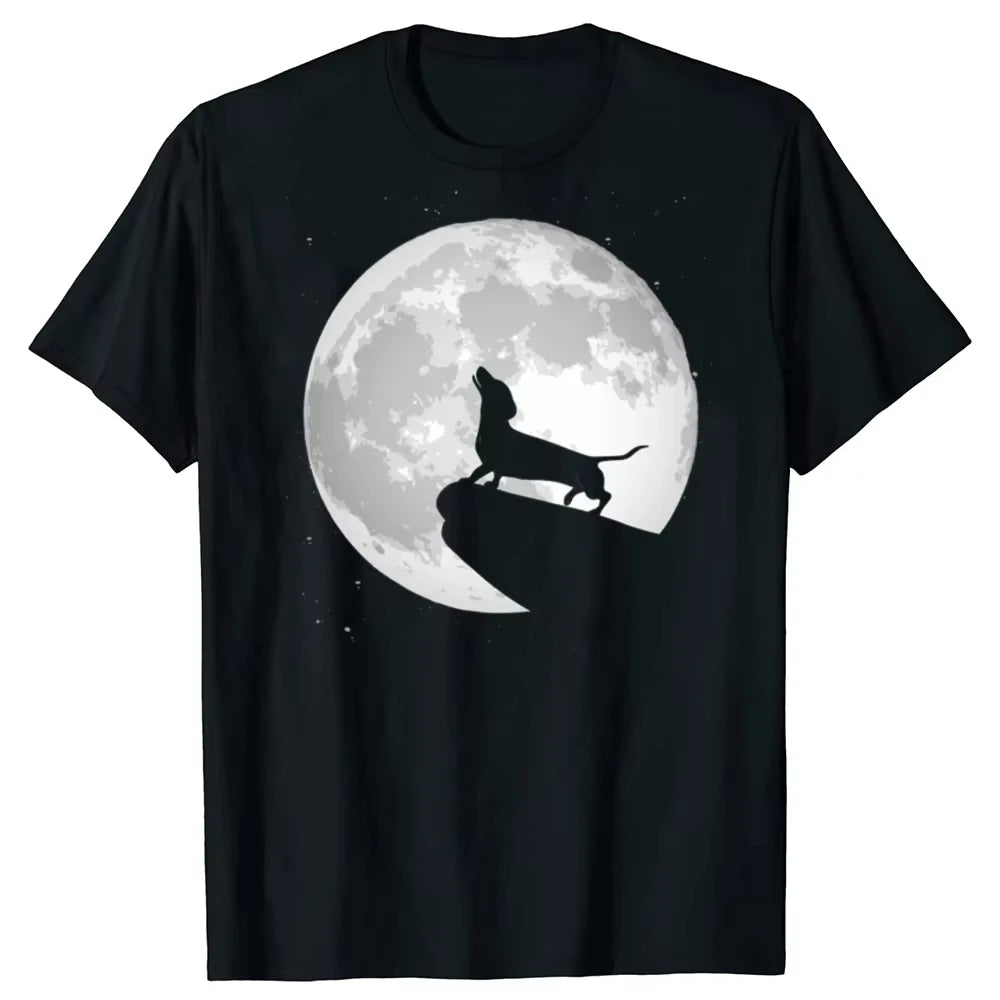 Moon Dachshund Lover T-Shirt for Women | Wiener Dog Graphic Tee