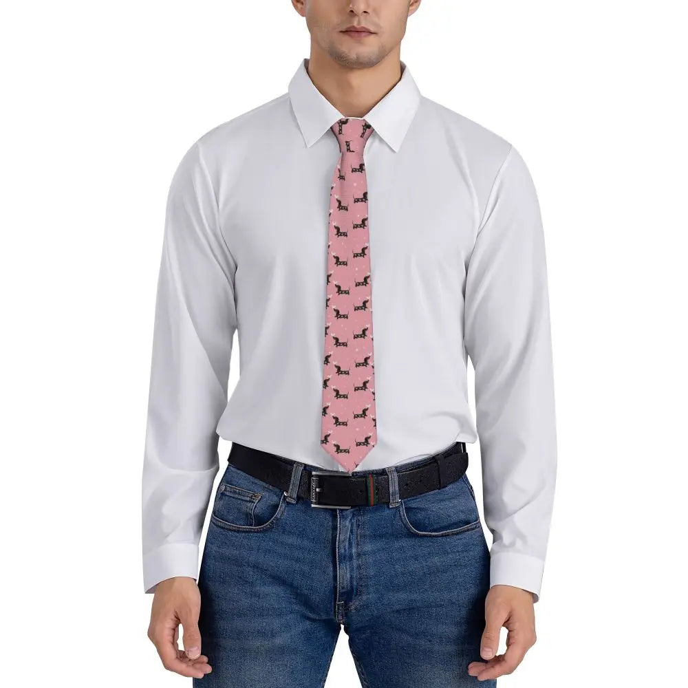 Dachshund Print Men’s Tie – Sausage Dog Novelty Necktie Gift