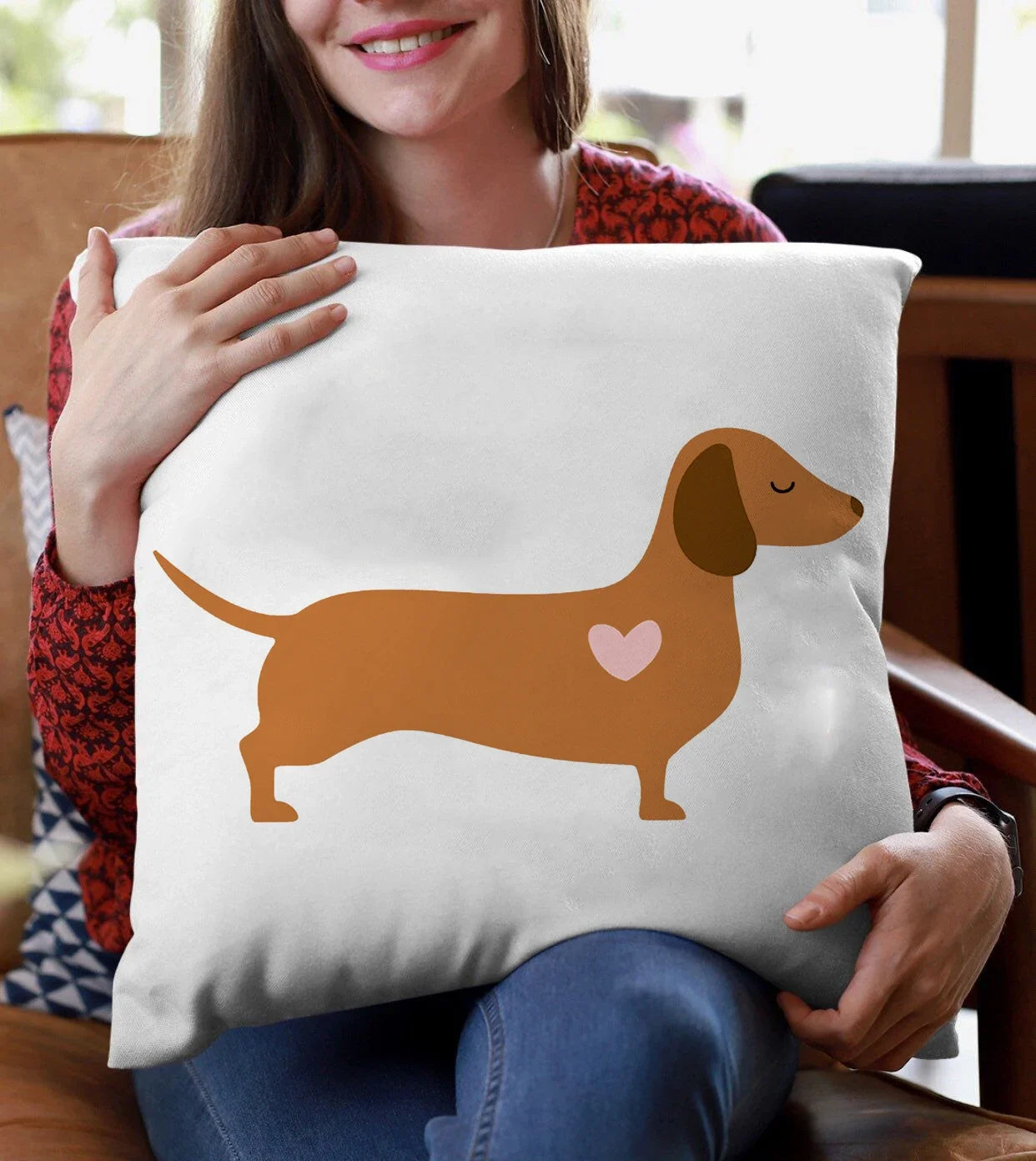 Dachshund Cushion Cover – Cute Sausage Dog Print Pillow Cover for Sofa & Bedroom