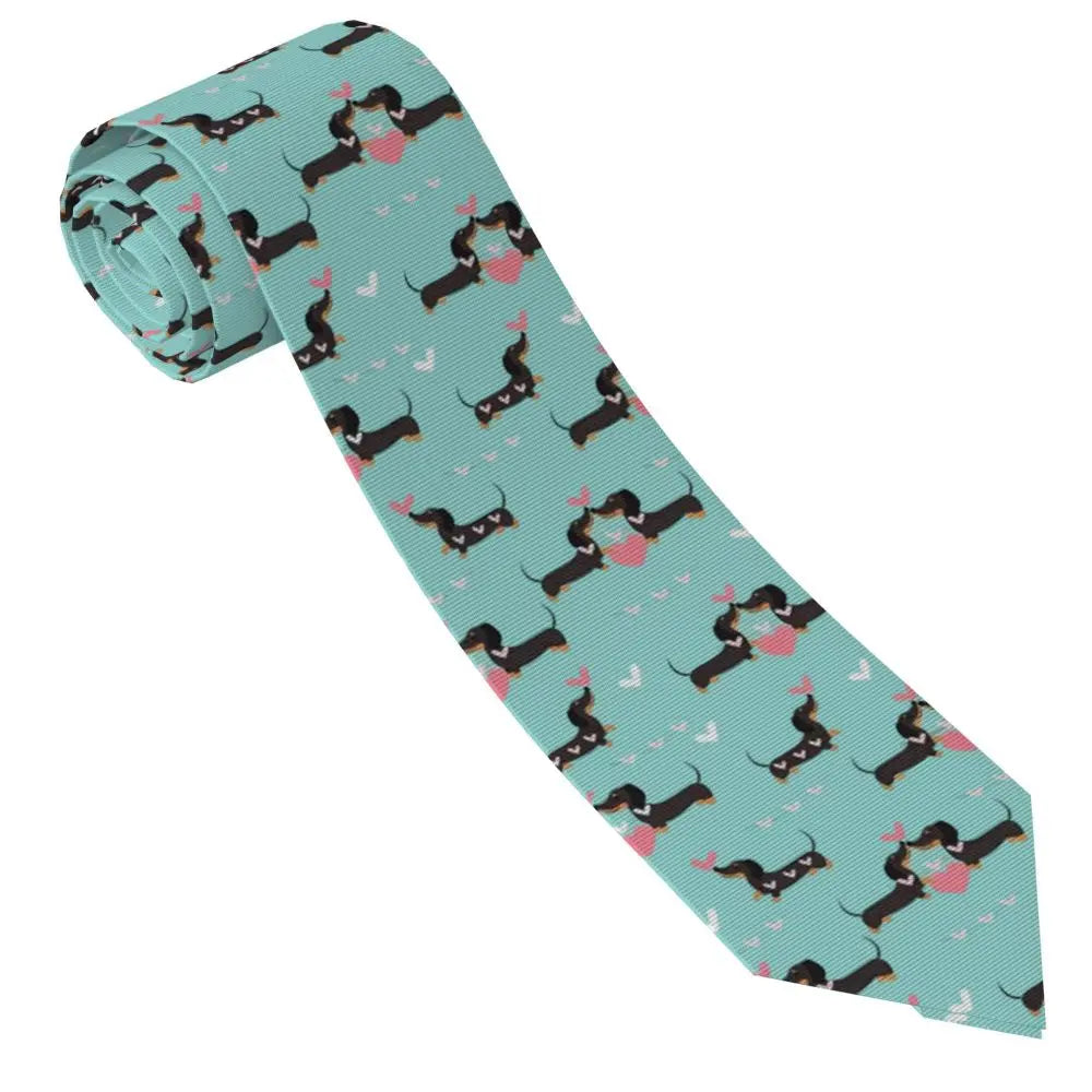 Dachshund Print Men’s Tie – Sausage Dog Novelty Necktie Gift