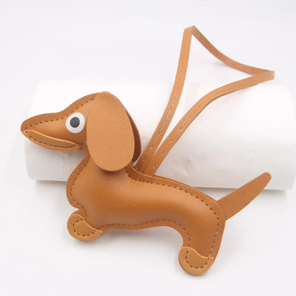 Car Dachshund Dog Keychain | PU Leather Sausage Dog Bag Charm
