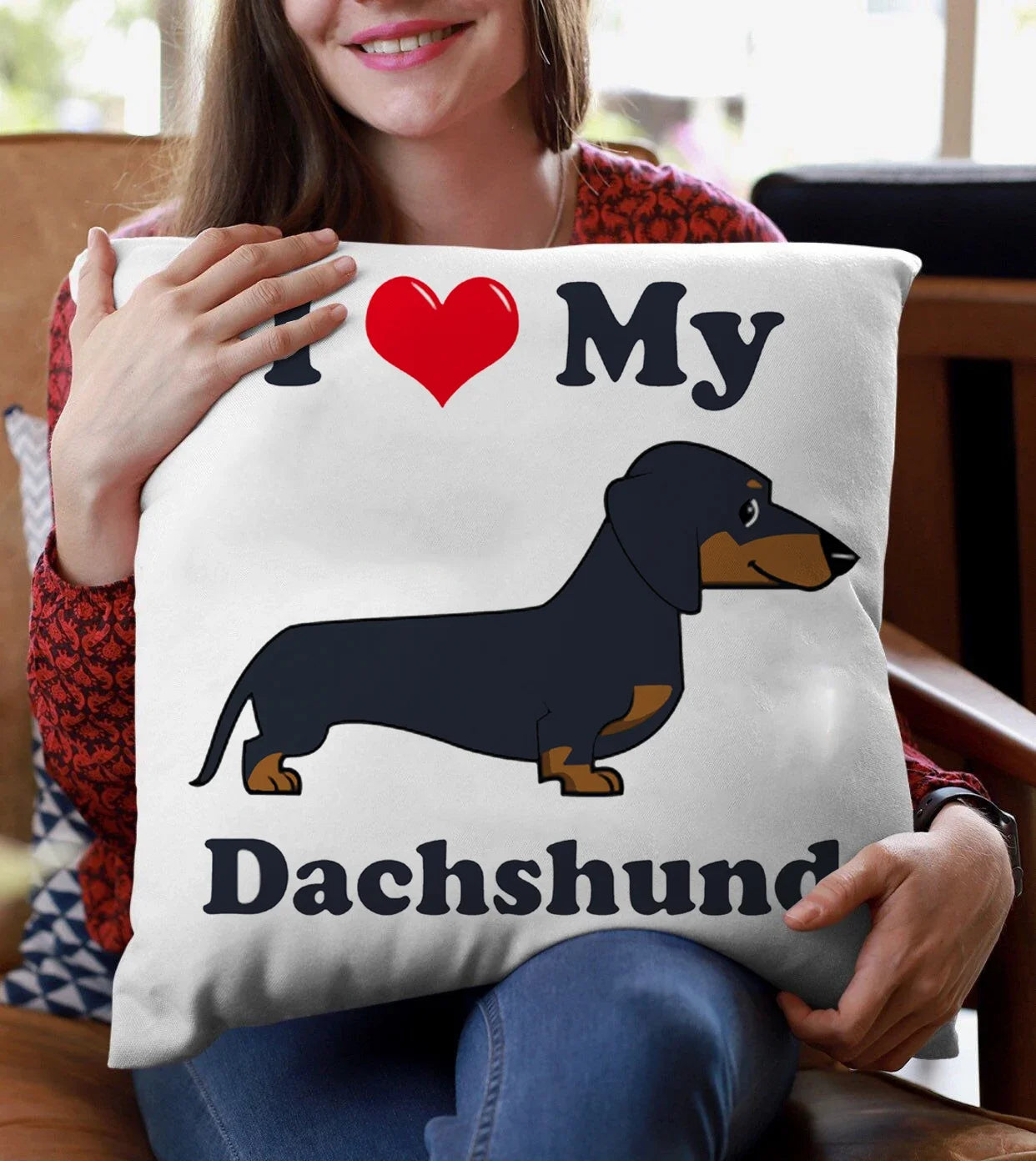 Dachshund Cushion Cover – Cute Sausage Dog Print Pillow Cover for Sofa & Bedroom
