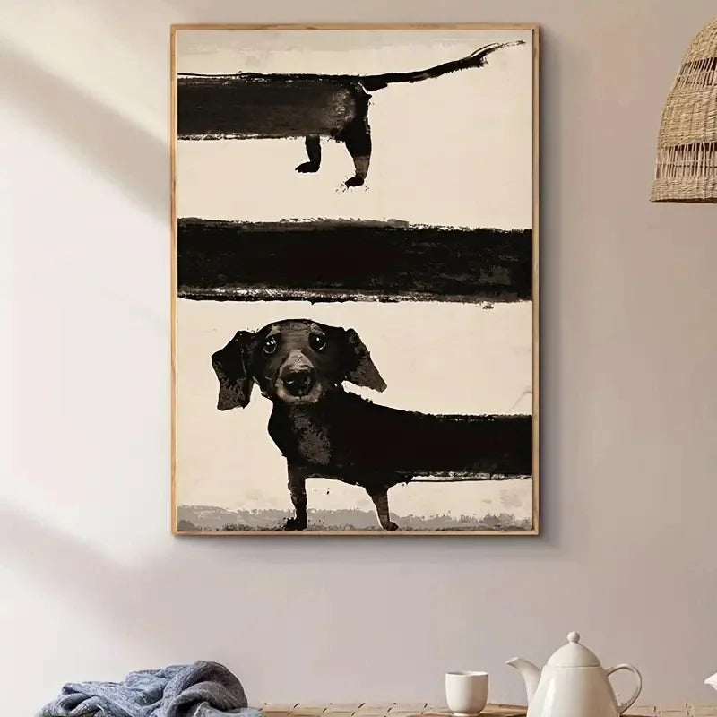 Retro Dachshund Dog Poster – Cute Sausage Dog Wall Art for Home Decor
