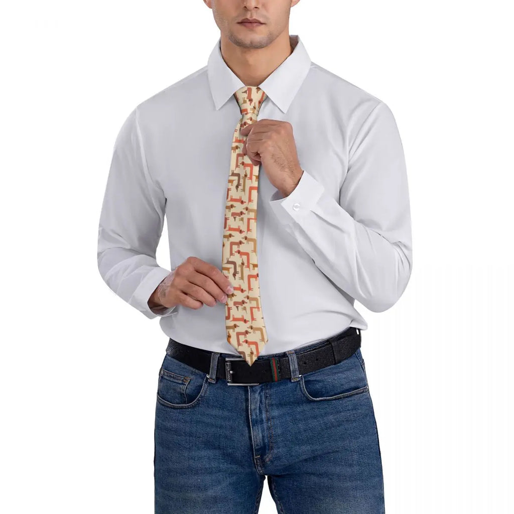 Dachshund Print Men’s Tie – Sausage Dog Novelty Necktie Gift