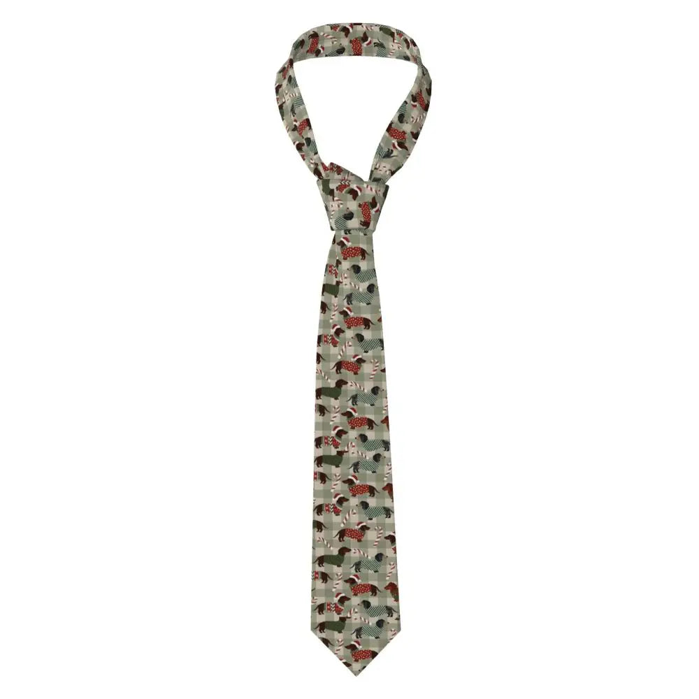 Dachshund Print Men’s Tie – Sausage Dog Novelty Necktie Gift