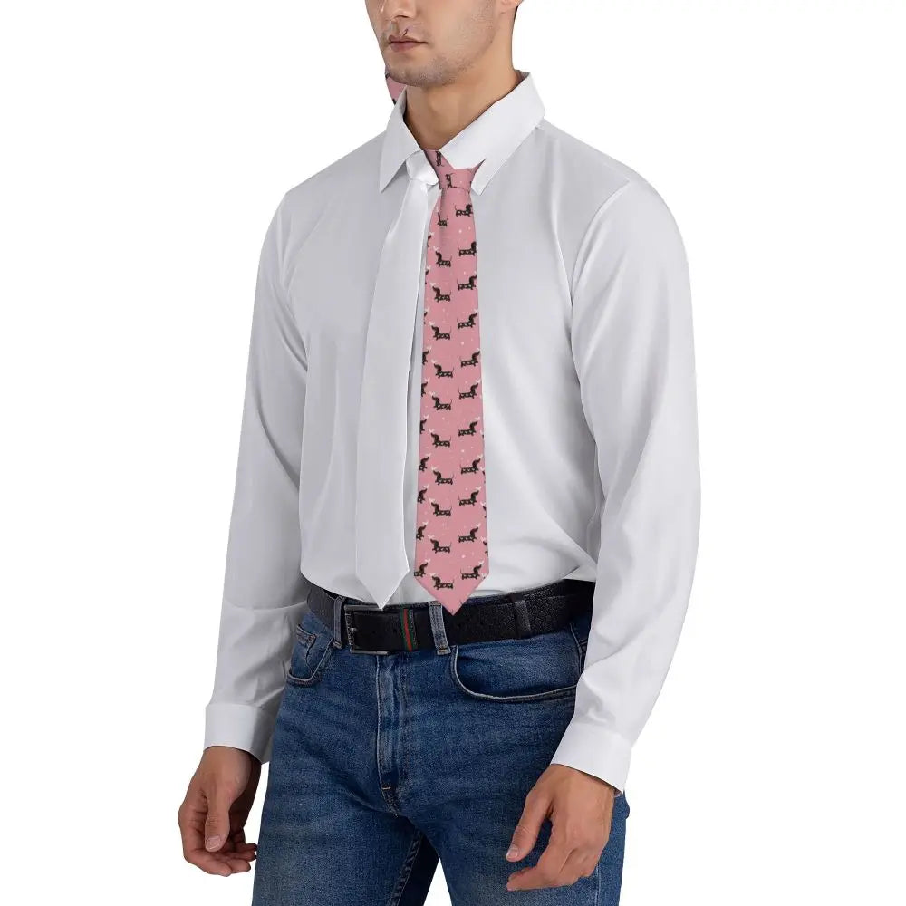 Dachshund Print Men’s Tie – Sausage Dog Novelty Necktie Gift