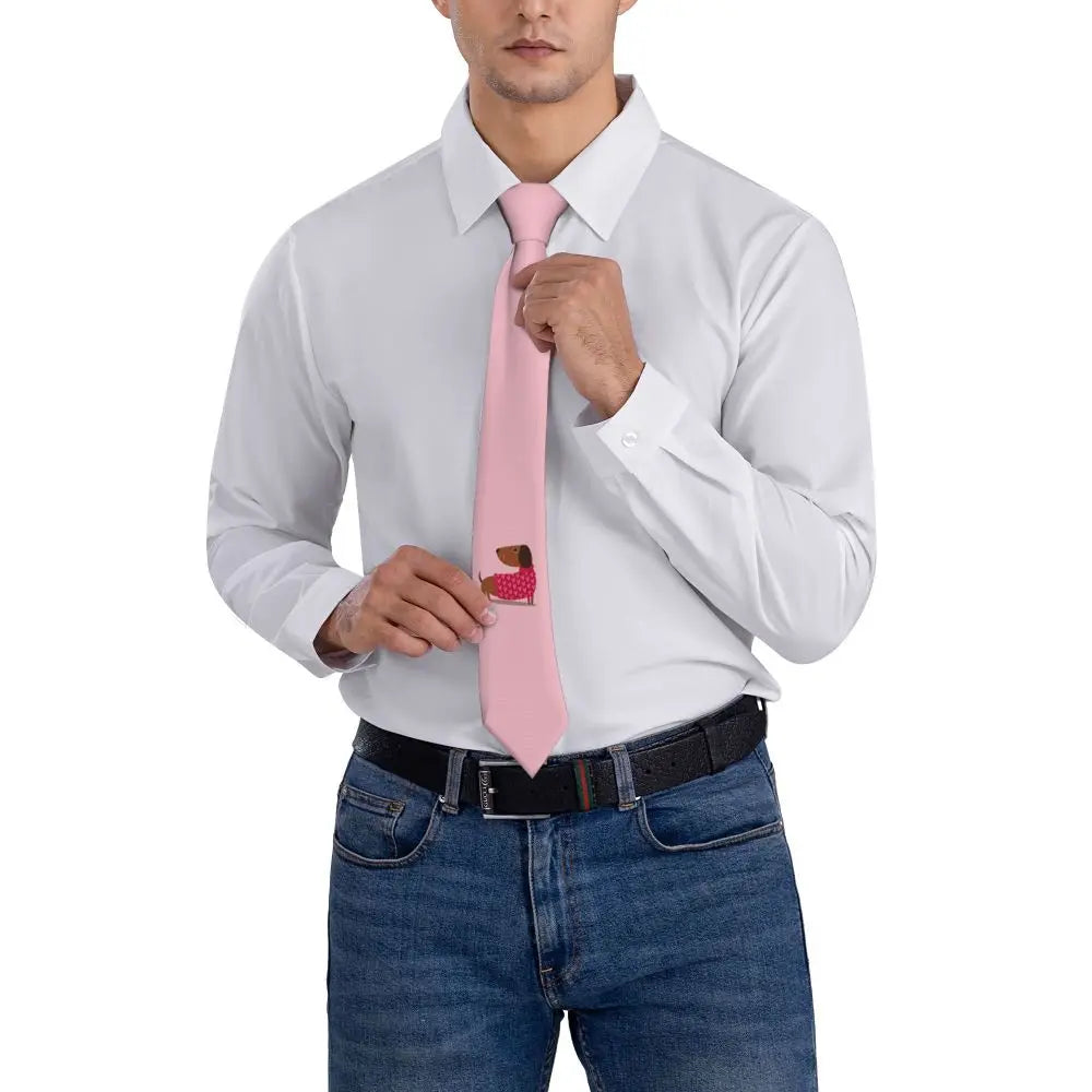 Dachshund Print Men’s Tie – Sausage Dog Novelty Necktie Gift