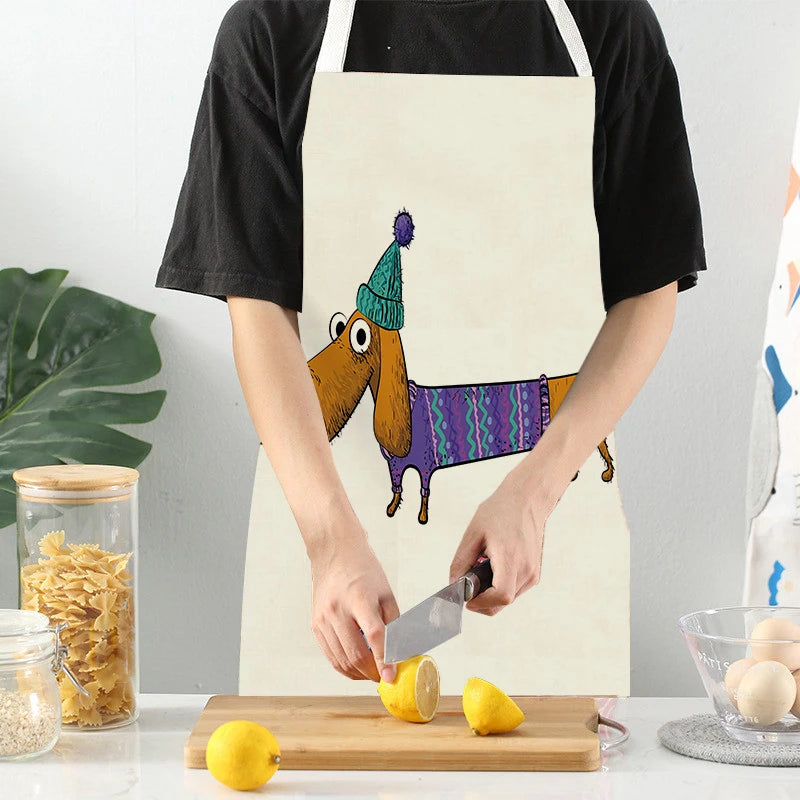Long Dog Kitchen Apron – Dachshund Print Everyday Cooking Apron