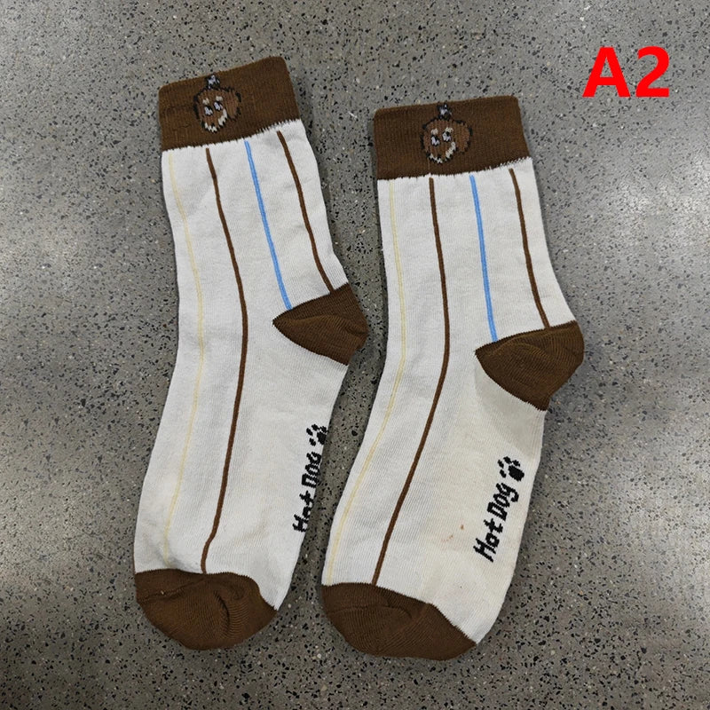 Funny Dachshund Cotton Crew Socks – Cute Sausage Dog Cartoon Print